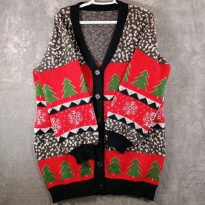 SHEIN Festive Red and Green Cardigan for Cozy Christmas Gatherings